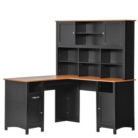 Computer Desk L-Shaped Corner Table Study Table Multi-Usage Laptop Desk with Ample Storage, P2 MDF and L-Shaped Design, Black