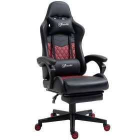 Racing Gaming Chair Black with Footrest PU Leather Swivel Wheel High Comfort