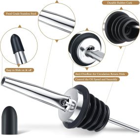 72 Pcs Stainless Steel Bottle Pourers Tapered Liquor Pourers with Rubber Dust Caps Tapered Spouts Set Bar Supplies Vinegar Bottle Dispenser Wine