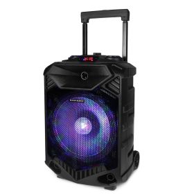 Wireless Party Speaker 12in Woofer Bass Party Speaker w/ Cordless Microphone FM Radio USB Reading MMC Car Slot Aux-In Flashing LED Colorful Light