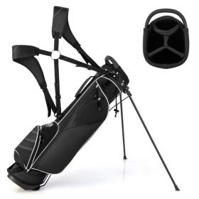 Golf Stand Cart Bag with 4 Way Divider Carry Organizer Pockets (Color: Black)