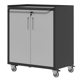 Heavy-Duty Metal Garage Storage Cabinet with Wheels - Sturdy and Durable Tool Storage Cabinet for Garage, Office, and Home Organizer Solutions (Color: Black+ Gray)