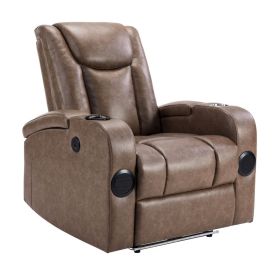 Recliner Sofa with Power Recline, Adjustable Split Back, USB Charging, Bluetooth Speakers & LED LightingRecliner Sofa with Power Recline (Main Color: Brown, Main Material: PU Leather)